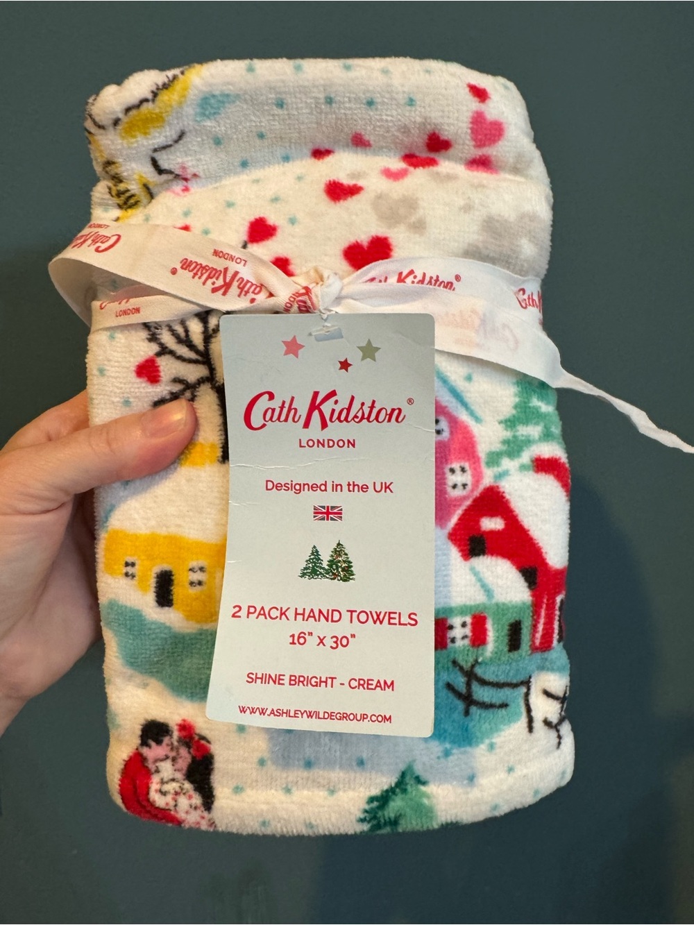 NWT Cath Kidston Shine Bright Holiday Hand Towels - 2 Pack